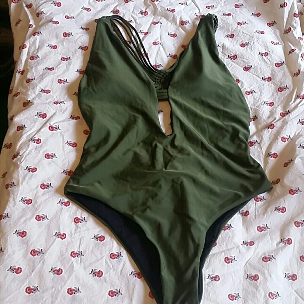 Cute Green Plunge Swimsuit